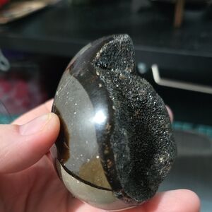 Black Septarian Druzy Dragon Egg (UV reactive)